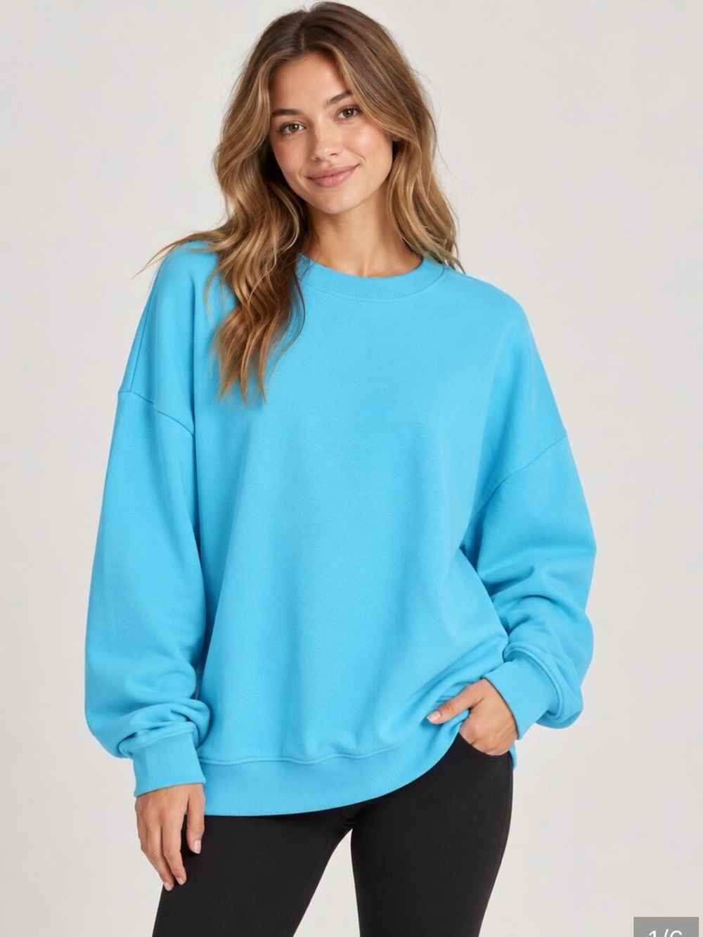Years Of Ours Crewneck Sweatshirt Oversized Fit Sky Blue Womens XL/2XL